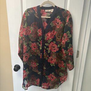 Victoria's Secret VTG 90's Gold Label Floral Sheer Sleepshirt Nightgown